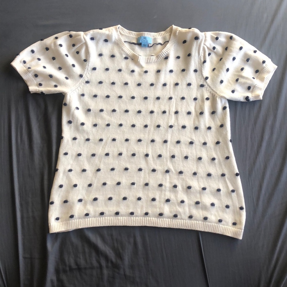 Swiss dot short sleeve sweater